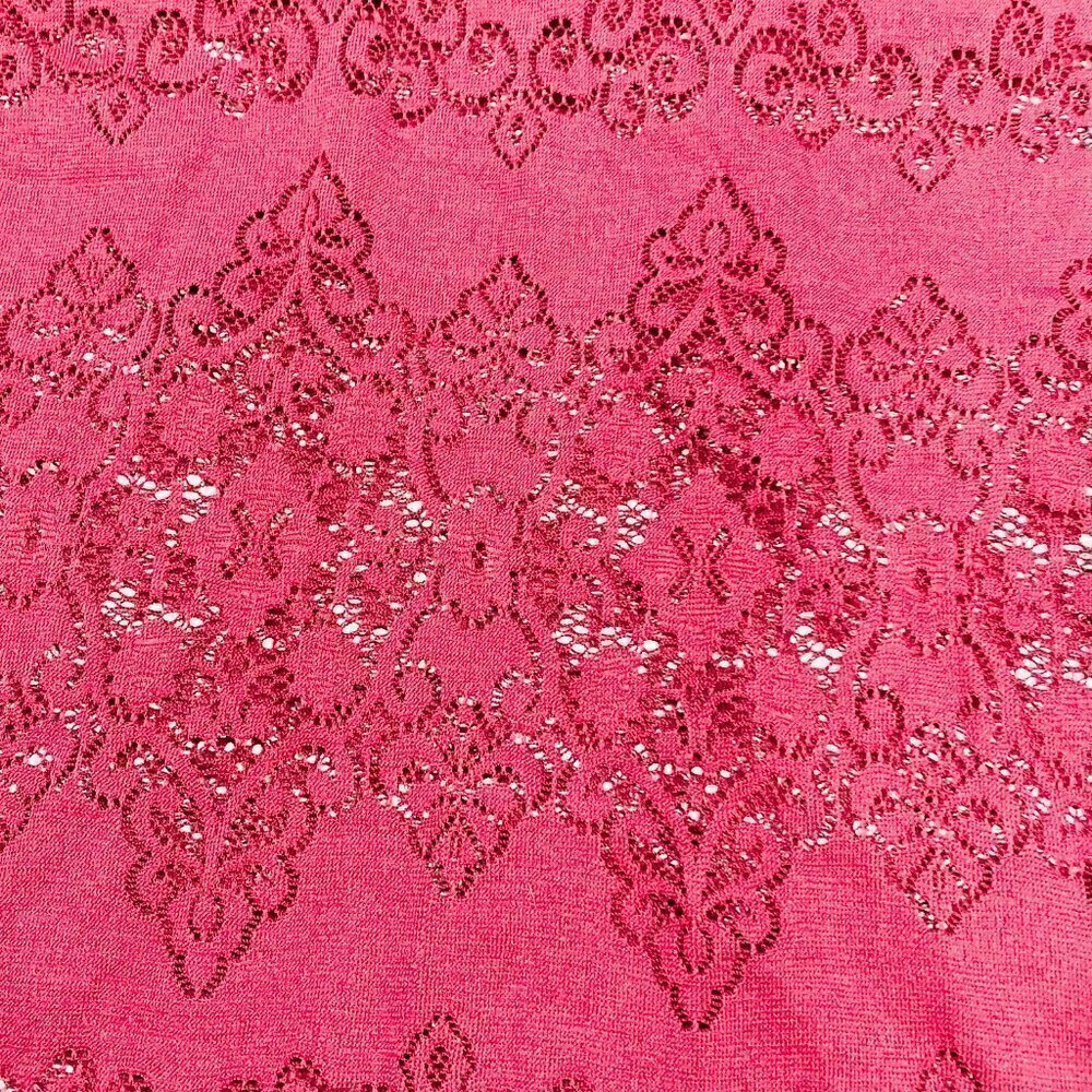 Forever 21 Cranberry Long Sleeve Cut Out Lace Top - Picture 3 of 5